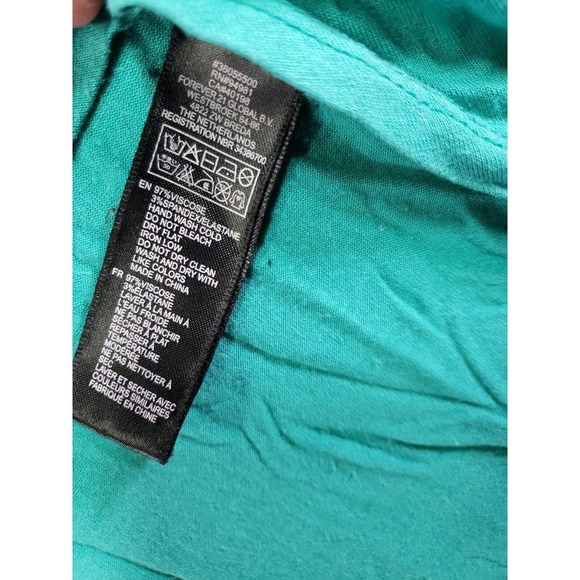 Forever 21 Dress Womens Medium M Scoop Neck Green Polyester Flowy Sleeveless - Picture 7 of 13